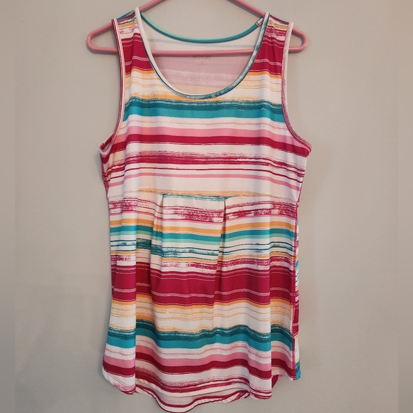 Lands' End Tops - EUC Lands End Sport Stripe Tank Top.  Beautiful colors.  Size L. Lots of stretch